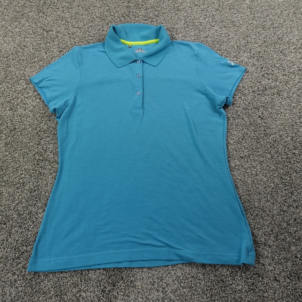 Under Armour Polo Shirt Womens L Blue UA HeatGear Golf Performance Preppy Casual